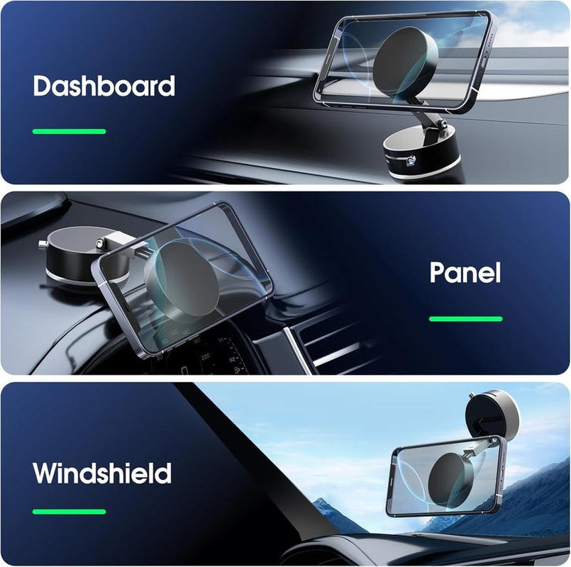 Magnetic Phone Holder Stand, Adjustable & Foldable, Strong Suction Cup, Vacuum Adsorption, Portable Multifunctional Mobile Phone Stand for Ca