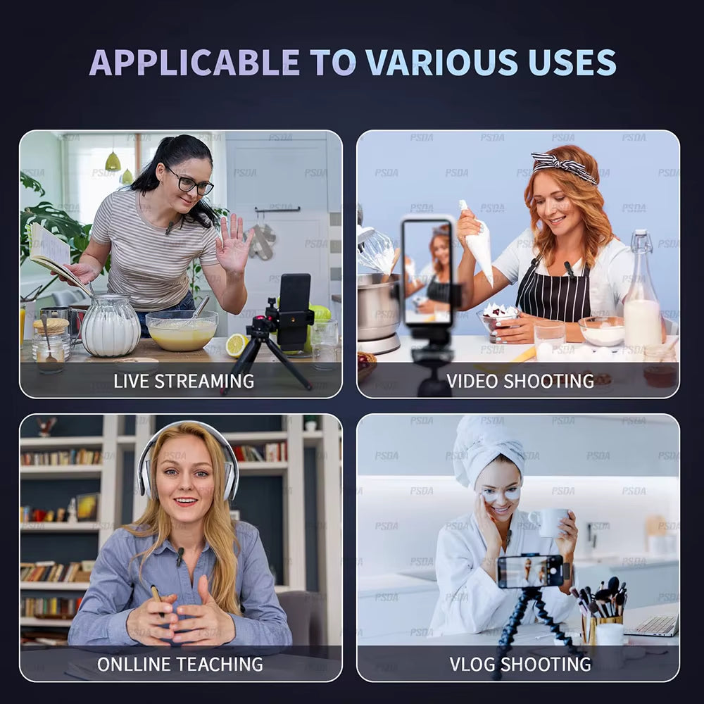 Wireless Lavalier Microphone for Iphone Android Camera Dual Lavalier Microphone for Interviews Live Streaming Youtube Tiktok