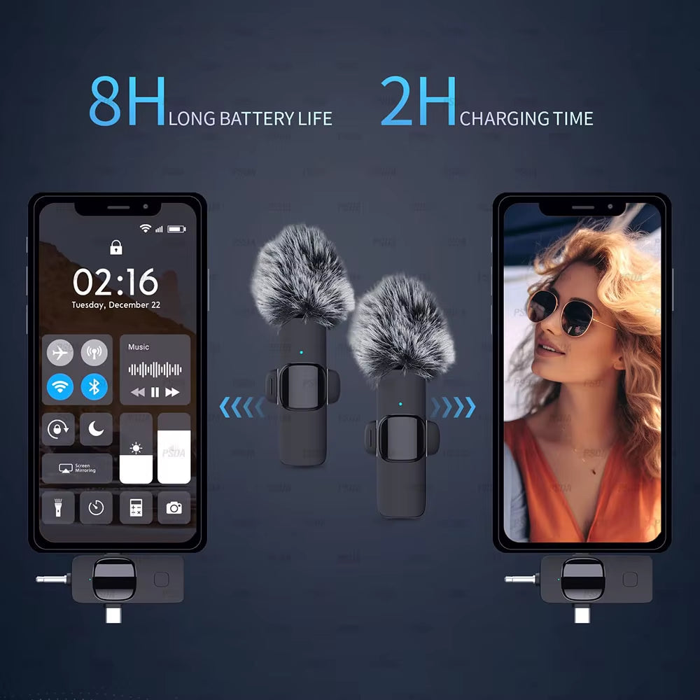 Wireless Lavalier Microphone for Iphone Android Camera Dual Lavalier Microphone for Interviews Live Streaming Youtube Tiktok
