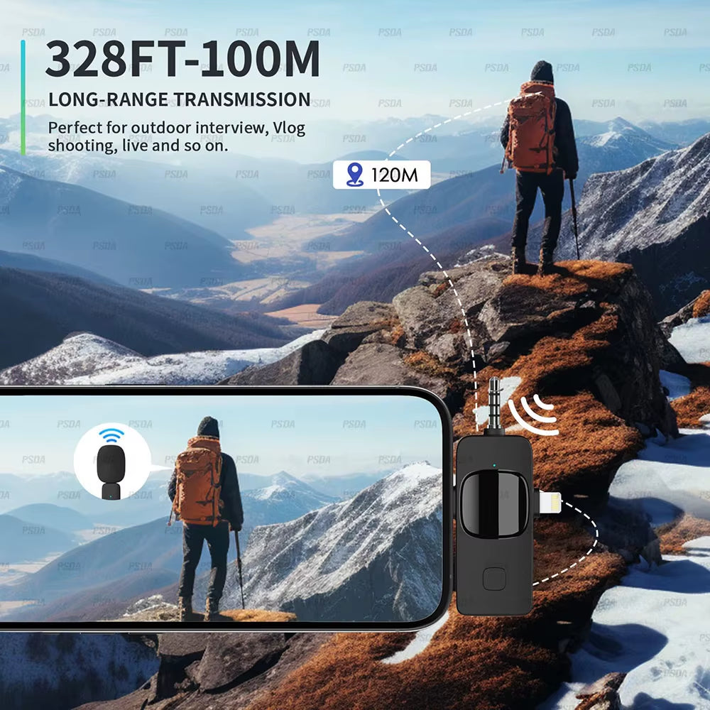Wireless Lavalier Microphone for Iphone Android Camera Dual Lavalier Microphone for Interviews Live Streaming Youtube Tiktok