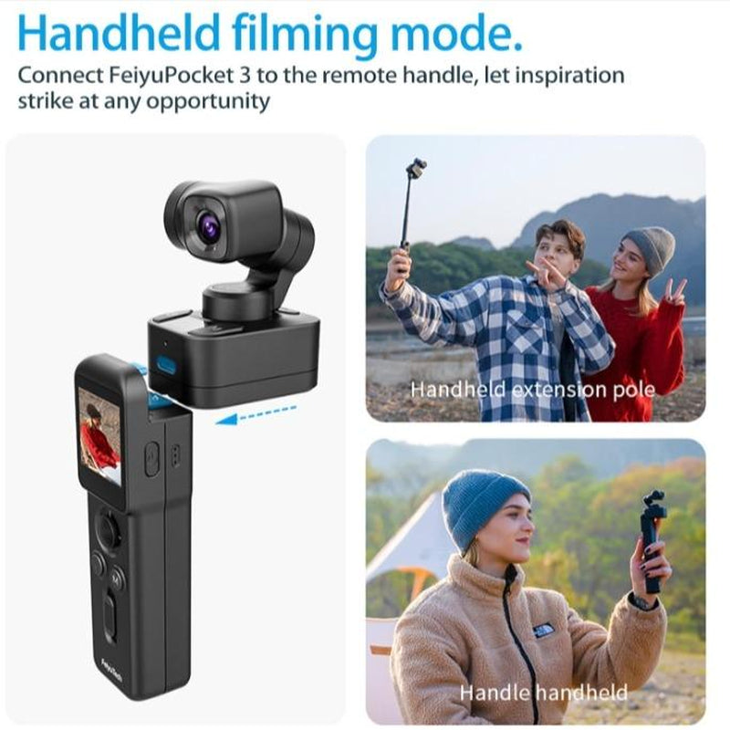 Pocket 3 Gimbal Camera,4K 60FPS Camera with Handheld 3-Axis Stabilizer,Wireless Remote Control Action Camera, AI Tracking, Detachable Handle, Magnet Base Gift Indoor Mini Camara
