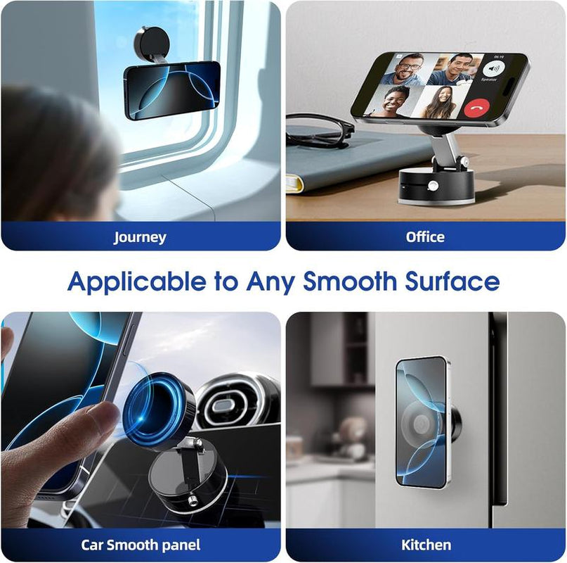 Magnetic Phone Holder Stand, Adjustable & Foldable, Strong Suction Cup, Vacuum Adsorption, Portable Multifunctional Mobile Phone Stand for Ca
