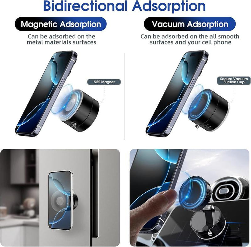 Magnetic Phone Holder Stand, Adjustable & Foldable, Strong Suction Cup, Vacuum Adsorption, Portable Multifunctional Mobile Phone Stand for Ca