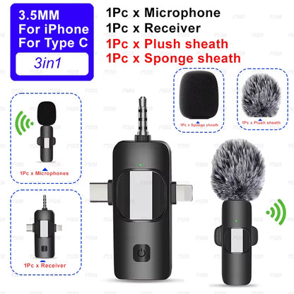 Wireless Lavalier Microphone for Iphone Android Camera Dual Lavalier Microphone for Interviews Live Streaming Youtube Tiktok