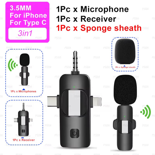 Wireless Lavalier Microphone for Iphone Android Camera Dual Lavalier Microphone for Interviews Live Streaming Youtube Tiktok